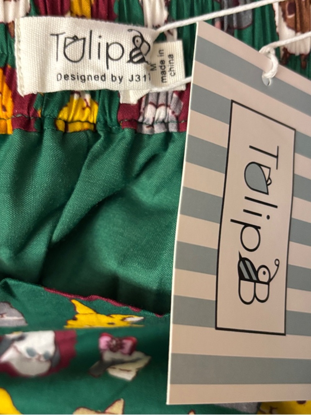 NWT Tulip B Green Floral Bunny Rabbit Print Circle Skirt Lined Pockets Easter - Picture 2 of 6